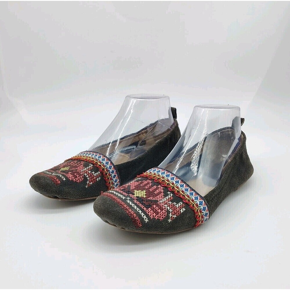 Latigo Basia Embroidered Suede Flats Boho Peasant Festival Cottagecore Size 7